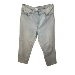 H M Womens Light Wash Cropped Straight‎ Leg Jeans Size 14